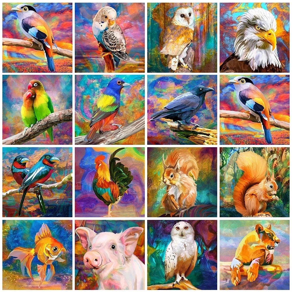 

Absract Colorful Animals Diamond Painting Bird Eagle 5D Diy Mosaic Full Square Drill Diamond Embroidery Home Decor Craft Kit