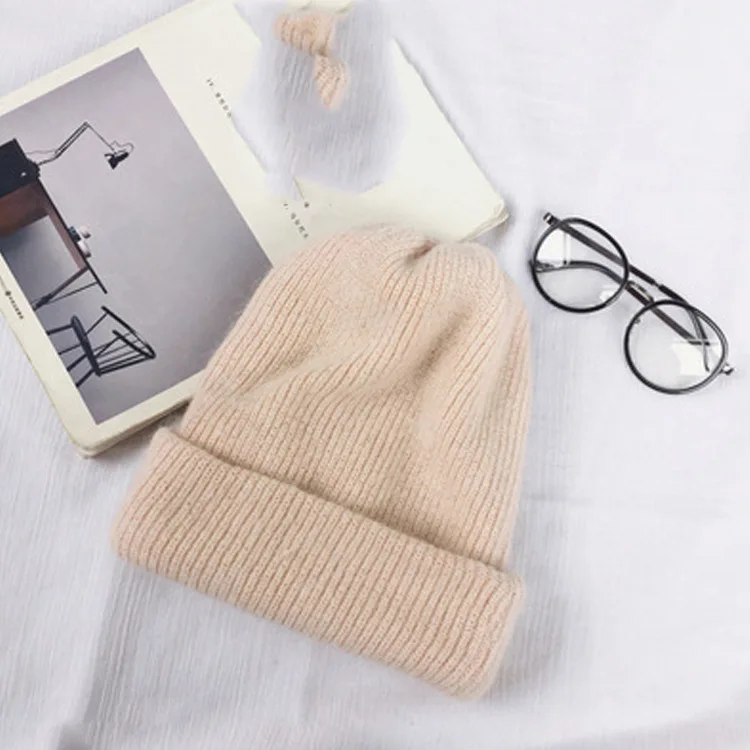 Осень-зима кроличьим мехом Зимние головные уборы Skullies шапки модные теплые шапки бини шапки Шапки Повседневное Для женщин Твердые взрослых кролик крышки головки - Цвет: 8