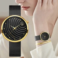 relogio feminino fashion women watches black steel mesh quartz watch for women simple elegant wavy dial bracelet business watch
