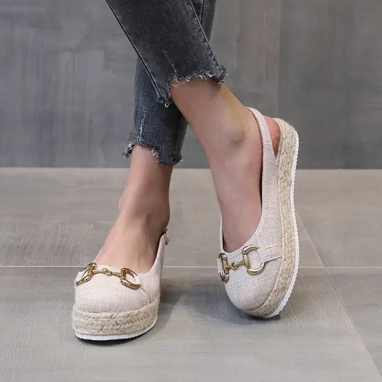 

2021 Модные женские сандалии на плоской подошве в стиле ретро; Летние толстые нижние сандалии женская обувь; Повседневные женские туфли; Удоб...