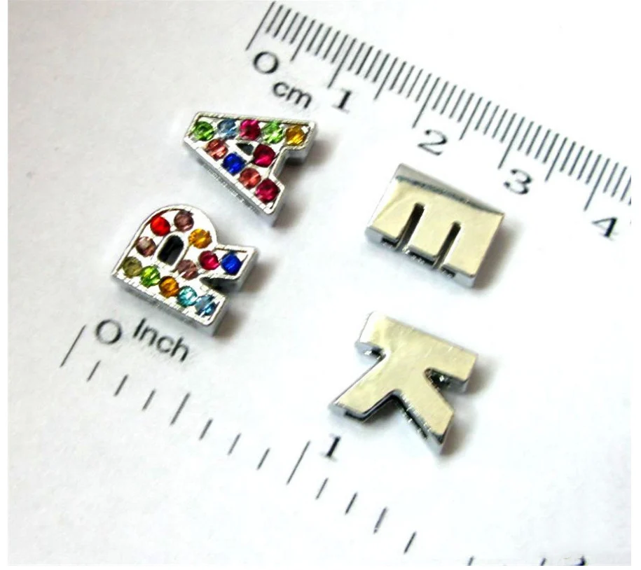 Красочная Хрустальная буква слайдер Радуга Стразы инициальный Алфавит для 8 мм