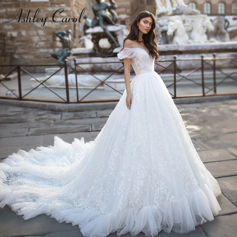 

Ashley Carol A-Line Wedding Dress 2022 Illusion Beaded Sweetheart Elegant Bridal Appliques Boho Bride Gowns Vestido De Noiva