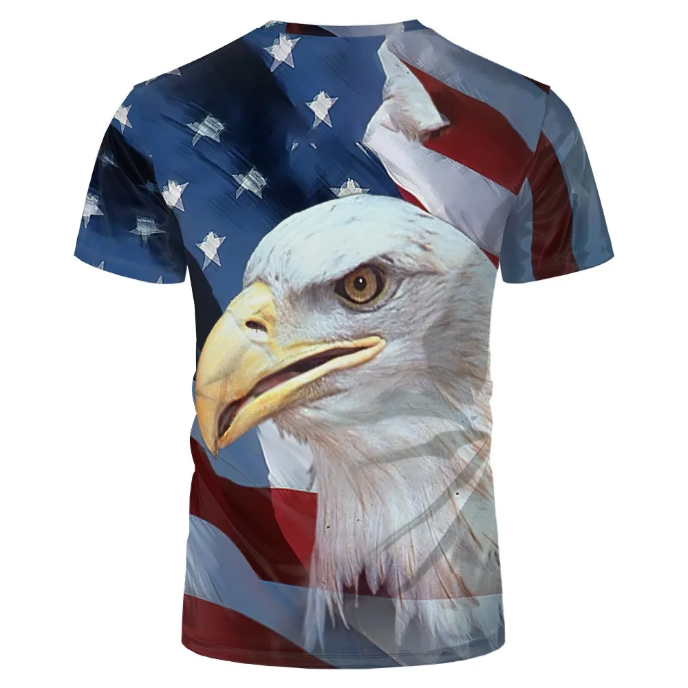 

Summer 2020 new 3D US Flag Eagle print T-shirt independence day printed t shirt men's casual round neck Short Sleeve T-Shirt Top