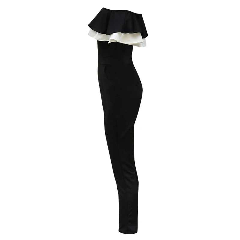 

Off Shoulder Ruffle Jumpsuit Women Rompers Deep Slash Neck Slim Summer Jumpsuit Office Work Wear Elegant Ladies Party playsuit