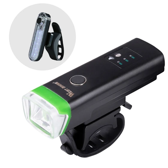 Green White Set WEST BIKING, передний велосипедный светильник, USB, перезаряжаемый, водонепроницаемый, светодиодный фонарь для велосипеда, велосипедный головной светильник, для скалолазания, безопасный, мигающий светильник, лампы - Цвет: Green White Set