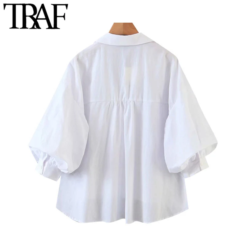 Женская винтажная блузка на пуговицах с рукавами-фонариками | одежда