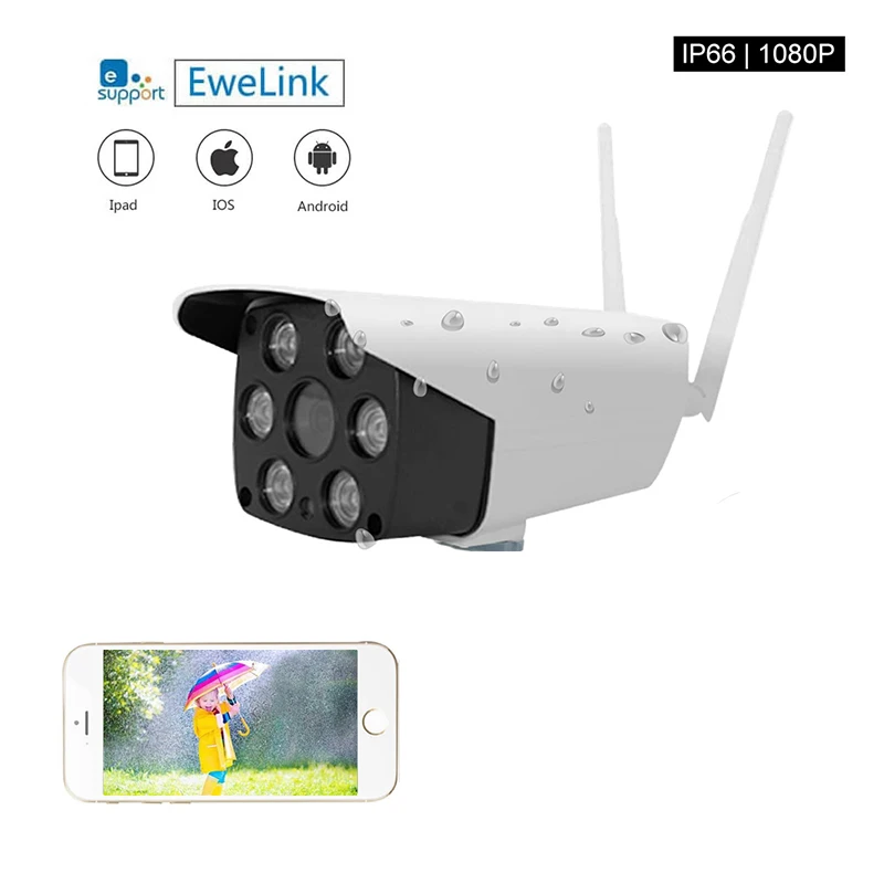 EWeLink водонепроницаемая IP камера Smart IOT 1080P наружная двусторонняя аудиосвязь с