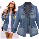 3XL модная крутая повседневная женская джинсовая куртка с цепочкой на молнии для девушек пикантная куртка в стиле панк большого размера женская куртка # t3g