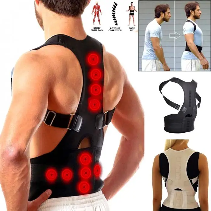 

Top Adjustable Magnet Posture Corrector Back Corset Belt Straightener Brace Shoulder Corrector De Postura Braces Supports