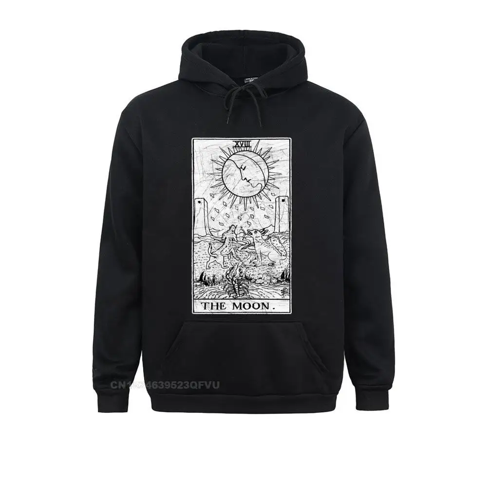 The Moon Tarot Card Major Arcana Fortune Telling Occult Sweater Men Pullover Hoodie Crewneck Pullover Hoodie Harajuku Printing