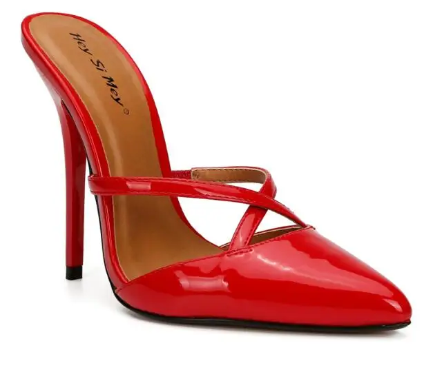 

brand Cross straps Mules Shoes Women Summer Ladies Slippers Designers Pointed Toe High Heels Luxury Black Red Girls Flips Flops