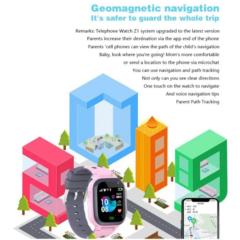 Z1 Смарт часы Дети LBS трекер Детские умные с камерой фонарик SOS экстренный вызов