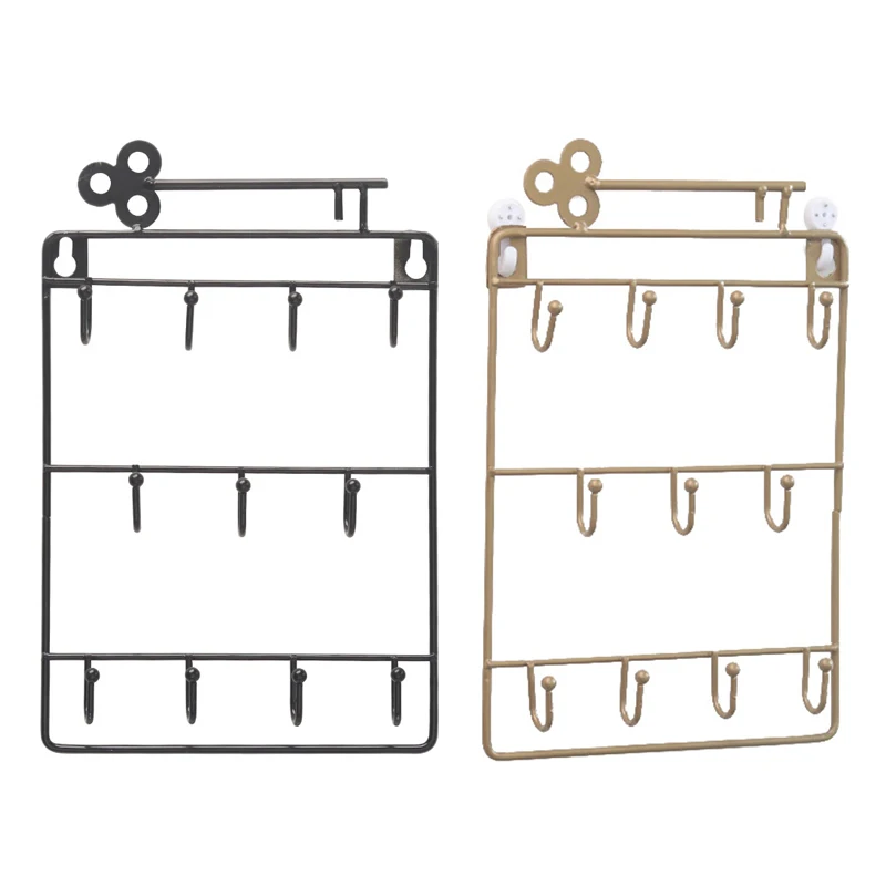 

Iron Wall Mounted Hooks 11 Hangers Decorative Key Holder Coat Hat Rack Home Decor Storage Organizer Key Holder Wall