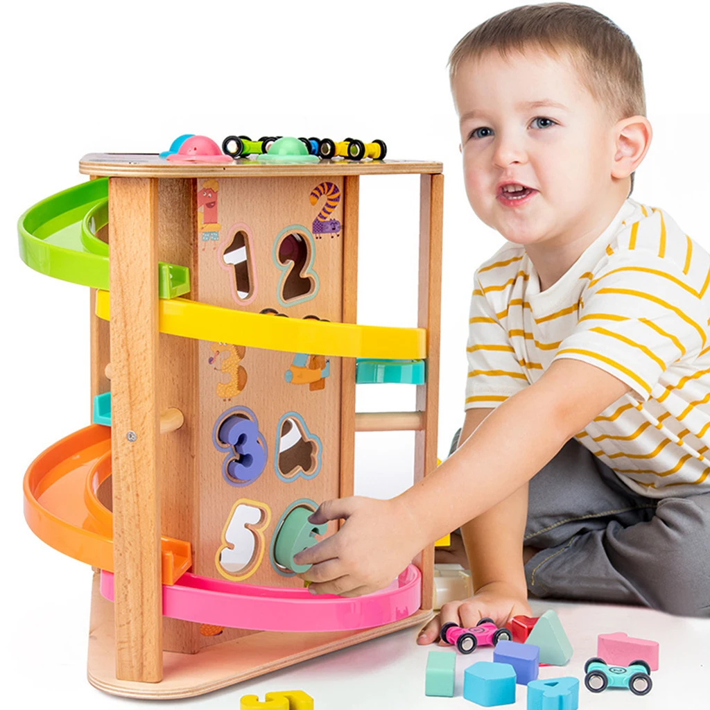 

Multifunction Toddler Car Ramp Racer Toy with 7 Mini Cars Shape Match Toys