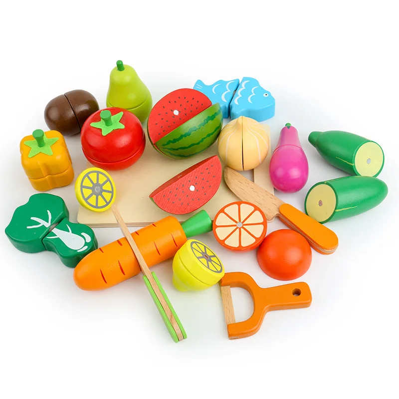 

17pcs Wooden Kitchen Toy Set Pretend Play Kitchen Set Simulation Kitchenware Food Montessori Educational Toys Gift for Kids