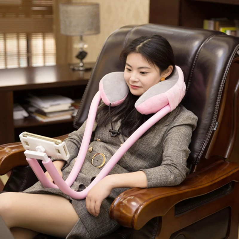 

H9EB U-shaped pillow, hanging neck support, mobile phone support, neck protection, hanging neck plush pillow, mobile phone live