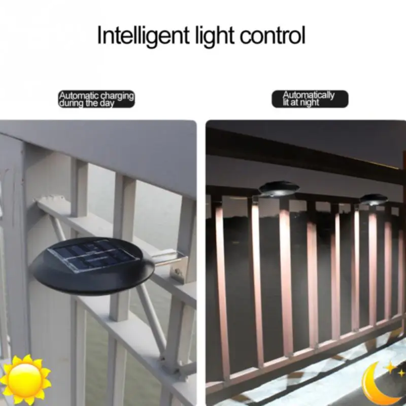 9 LEDs Yard Fence Night Pathway Outdoor Garden Gutter Wall Mount Home Grille Light Solar Powered Waterproof Sink Round