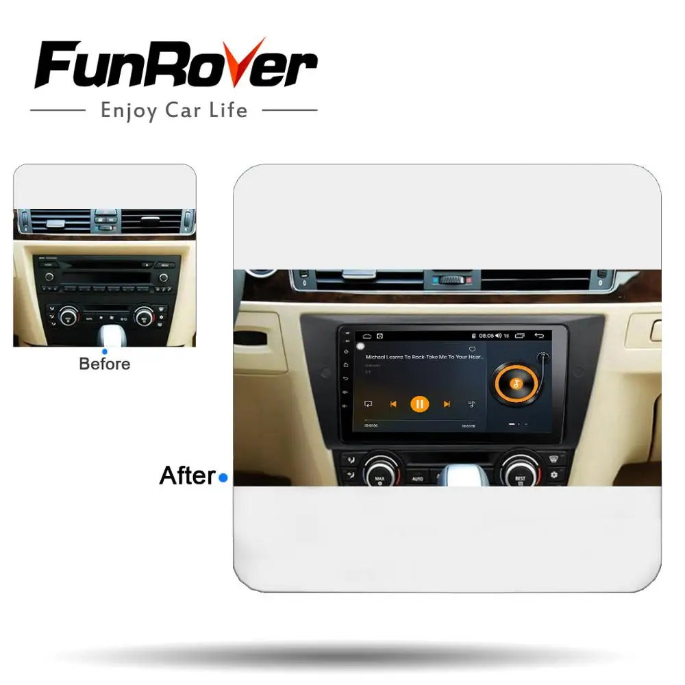 Funrover IPS android 9 0 автомобильный dvd мультимедийный плеер навигация GPS для BMW 320 328 3