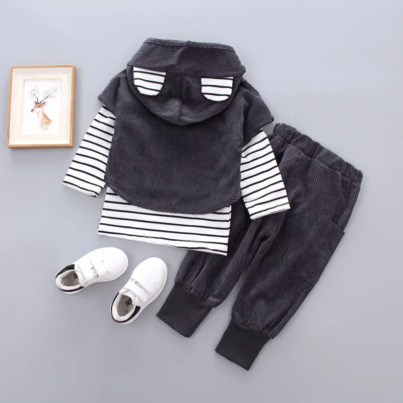 Новинка Осенняя детская одежда костюм футболка в полоску для маленьких