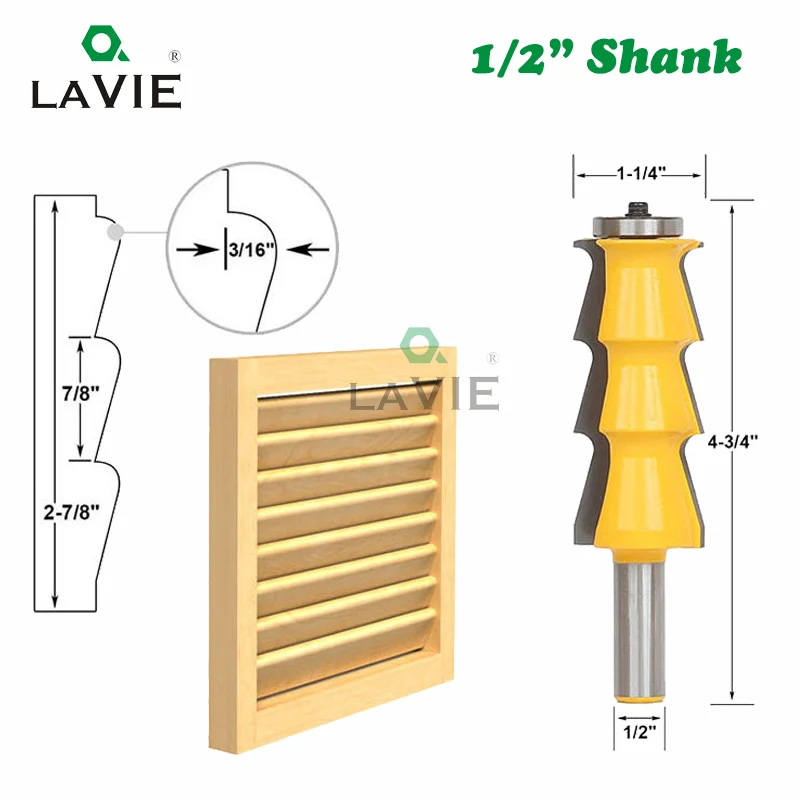 LAVIE 1 шт. 12 мм 1/2 "хвостовик жалюзи Фасонная фреза для деревообработки двери Ножа