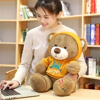 40cm high quality three colors teddy bear with hoodies stuffed soft plush toy for child girls lover birthday valentines gifts