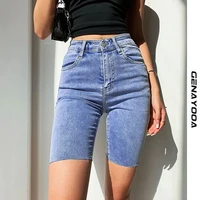 genayooa streetwear skinny high waist shorts jeans feminino 2021 summer korean push up biker shorts women denim plus size