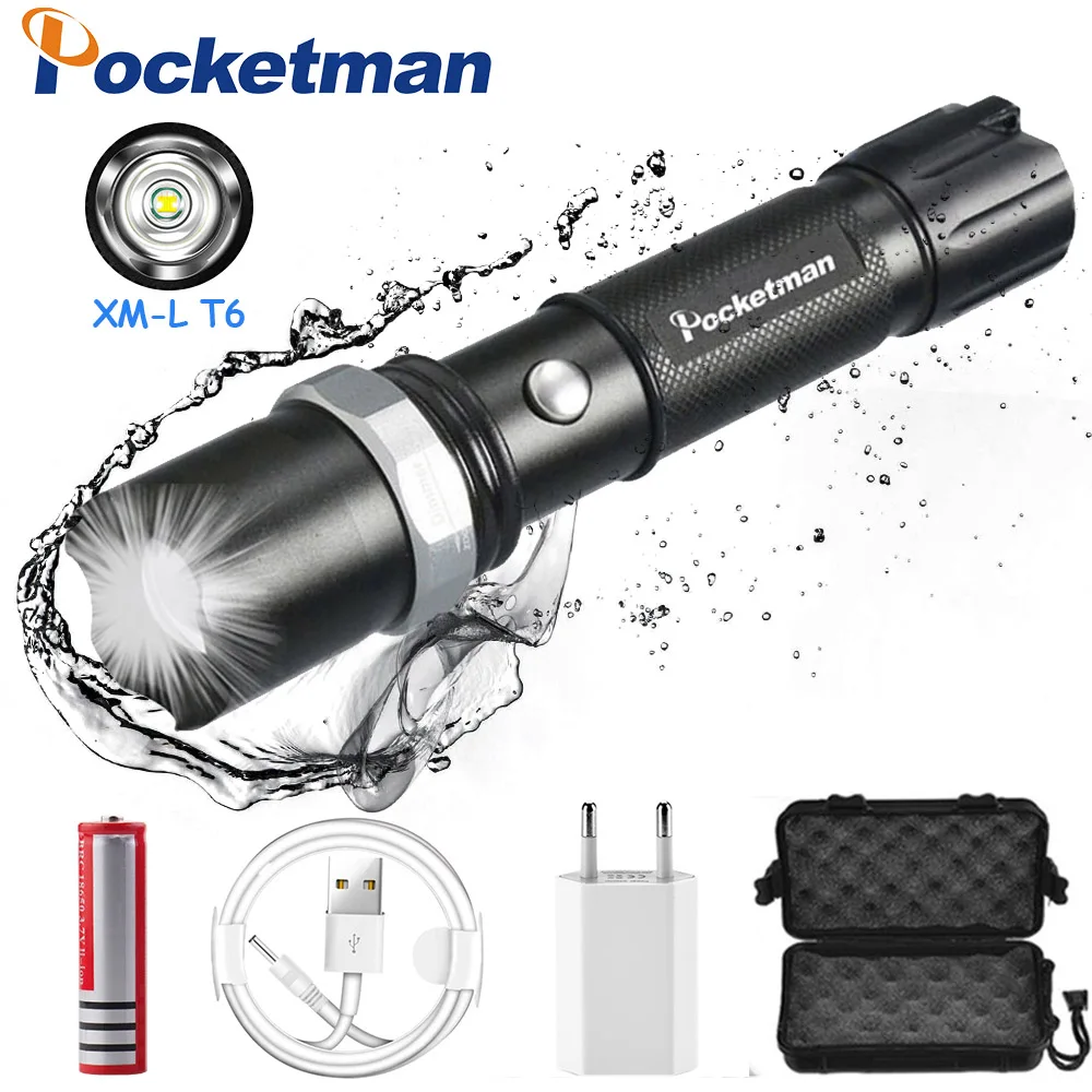 

FT17 LED Flashlight 3200LM Aluminum Waterproof Zoomable flashlight Torch 5modes for 18650 Rechargeable Battery or AAA