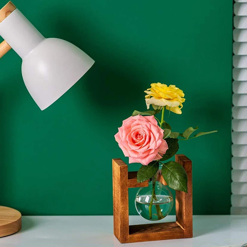 

Propagation Station Glass Planter Vase Terrarium Tabletop Plants Desktop Spherical Shape Glass Vase Wooden