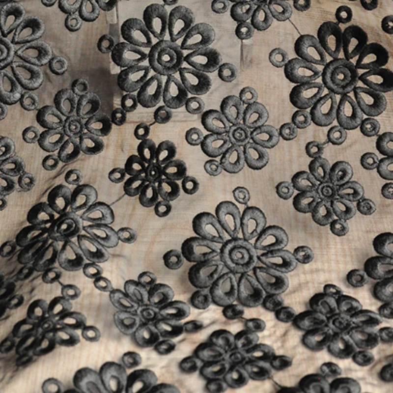 

0.5m Lot Black Organza Gauze Stage Clothing Lace Dress High Powder Mesh Yarn Wedding Dress Handmade Fabric P85