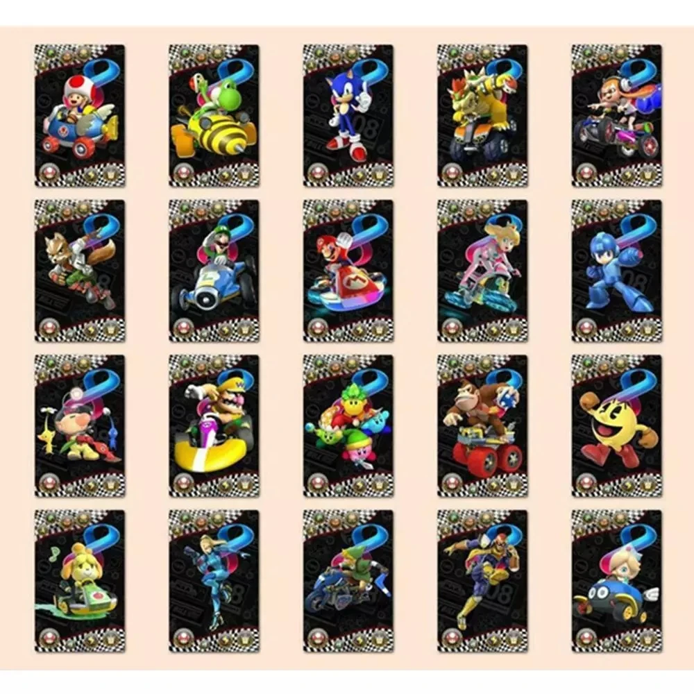 

20pcs Mario Kart 8 NFC Game Cards Data Collection NS Switch WiiU 3DS Game Equipment Card Iron Box Packing