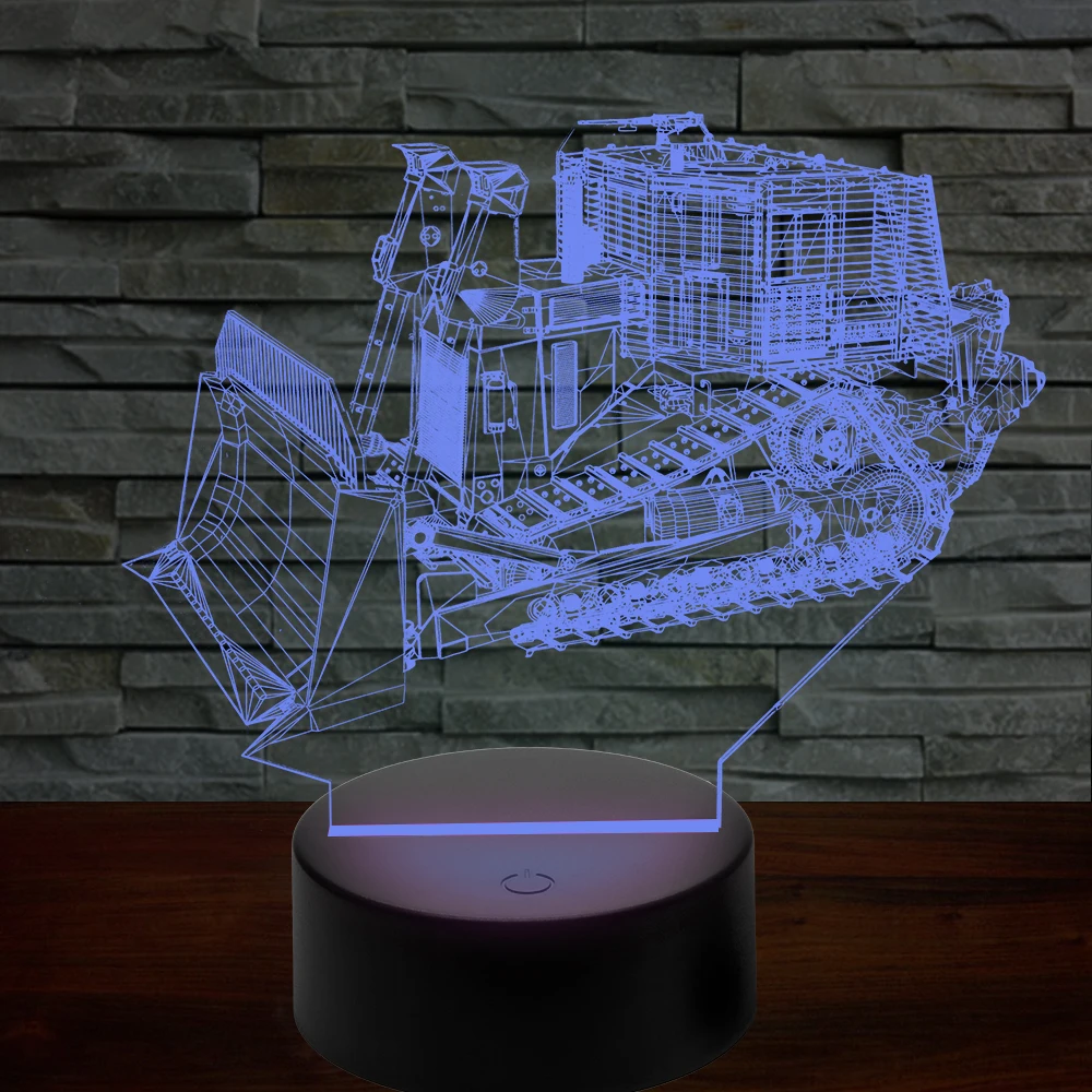 Экскаватор 7 цветов лампа 3d Визуальный светодиодный ночник s для детей сенсорный Usb Настольный светильник Lampara Lampe детский ночной Светильник для сна светильник движения - Испускаемый цвет: 7 Colors Changeable