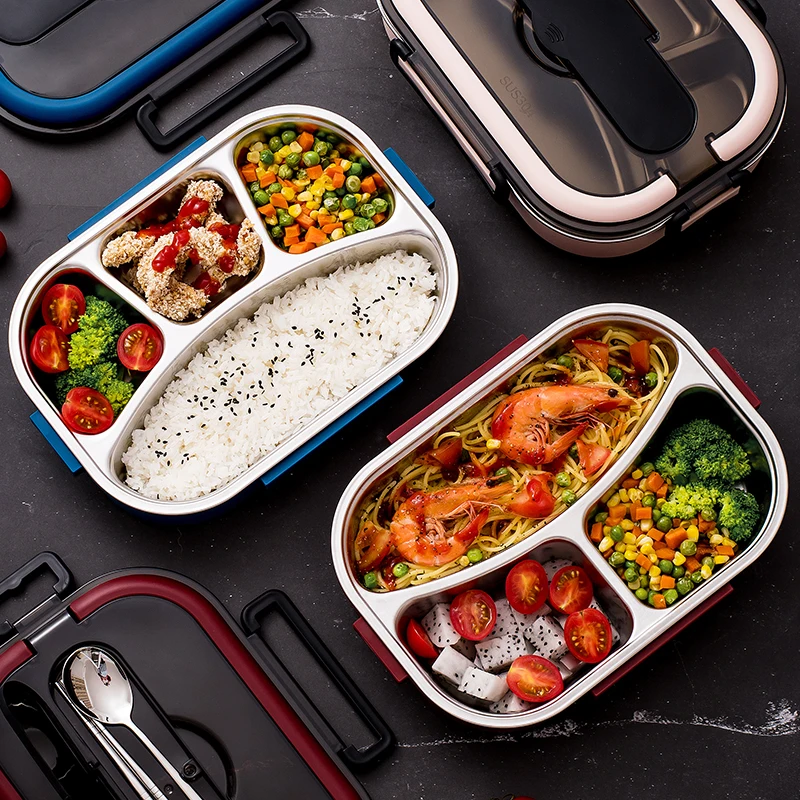 Ланч-бокс из нержавеющей стали 304 изолированный тарелка для фаст-фуда студентов