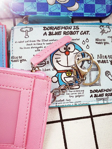 Doraemon, модный плюшевый держатель для карт в стиле аниме, ПУ, Мультяшные сумки для кредитных карт, на молнии, для монет, автобусов, карт, кошелек для девочек, подарки на день рождения, Новинка