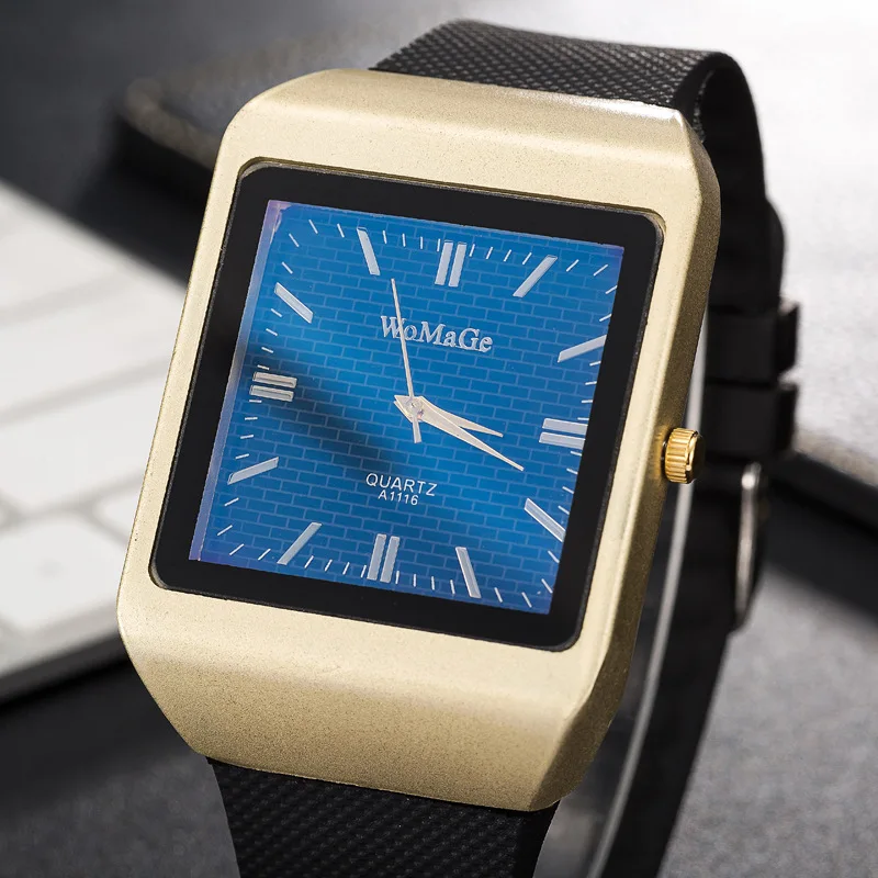 

Fashion Quartz Rectangle Watches WOMAGE Top Brand Luxury Mens Business Watches Men's Casual Sports Watches Geneva Free Shipping
