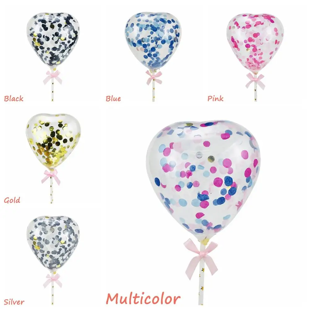 5 дюймов шар торт Топпер Сердце Конфетти декорация с бумажной соломенной лентой