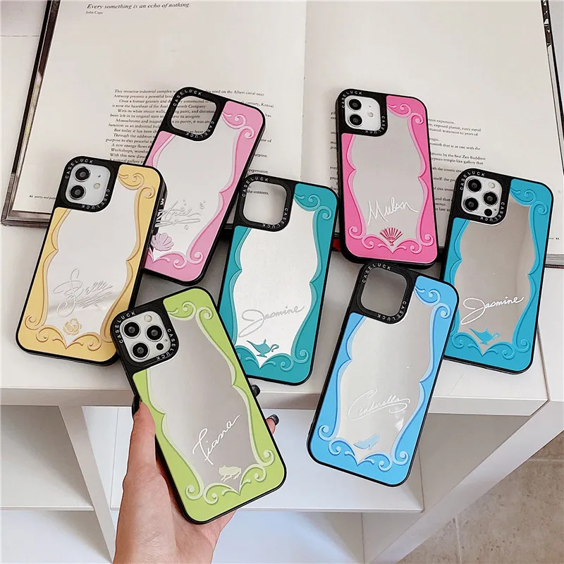 

Cute Princess Mirror Glass Case for iPhone 13 Pro Max 12 XR XS 12 7 8 Plus XS 11 SE 2020 6 6s 11 Lovely Fairy tale Mirror Cases