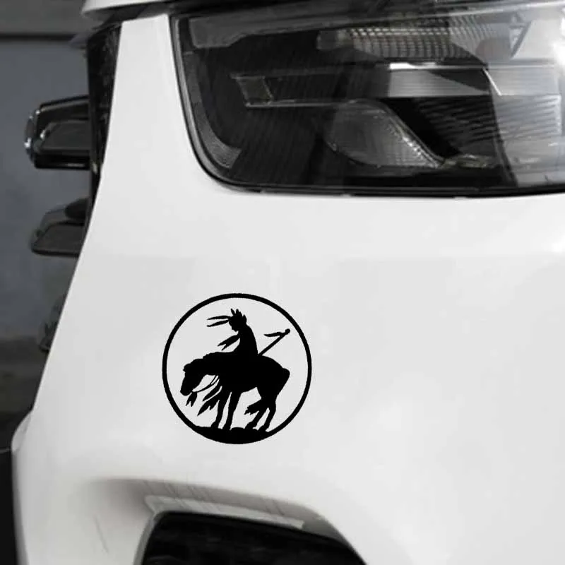 Индивидуальная Автомобильная наклейка Воин на лошади черные/серебряные