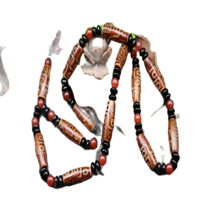 

Natural Tibetan Agate Beads + 9-Eye Barrel Beads Agate Necklace Bracelet