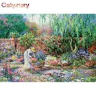 GATYZTORY бескаркасная Фигурка сделай сам Рисование по номерам Современный парк женщина Настенная картина акриловая краска по номерам для домашнего декора