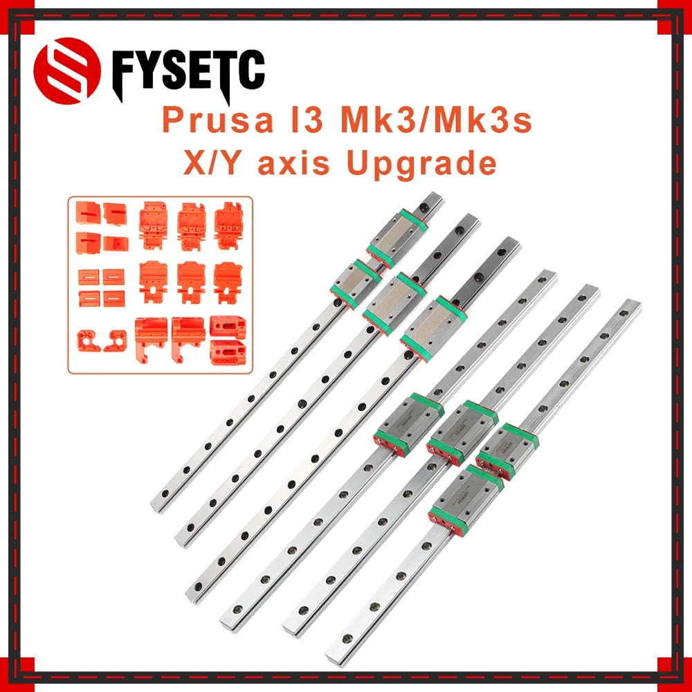 

FYSETC HIWIN X-axis Y-axis Linear Rail Guide MGN12 for Prusa Mk3s 3D Printer with Slide Block Upgrade Kit