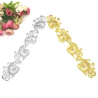 Золотая вышивка аппликация кружева Косплей Костюм нашивки Золотой и Серебряный цветок утюгом на Венецианской отделке 24*6 см