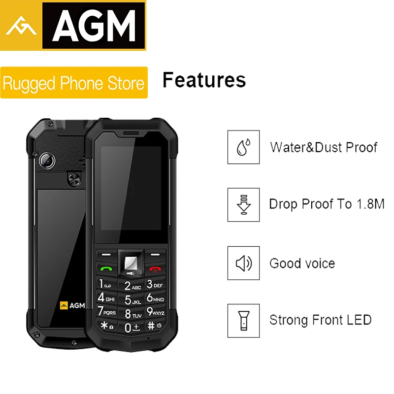 M3 English Keyboard AGM M3 русский прочный двойной SIM открытый 2,4 ''Телефон IP68 водонепроницаемый ударопрочный пылезащитный фонарь 1970 мАч фонарик - Цвет: M3 English Keyboard