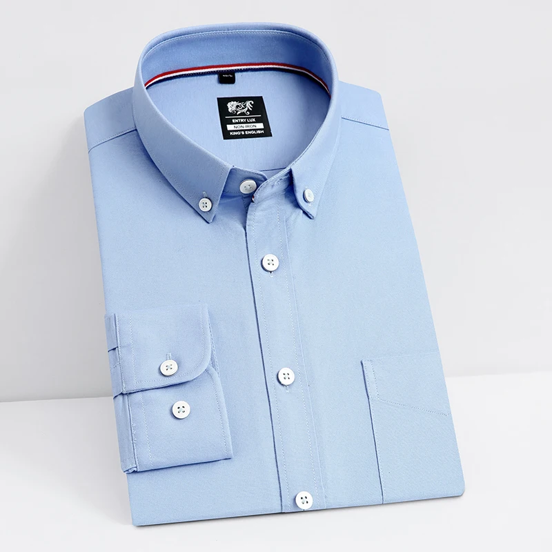 

Men's Formal Shirt Cotton Chest Pocket Long Sleeve Shirt S-4XL Suitable For Business Office With Resin Buttons Men's Clothing