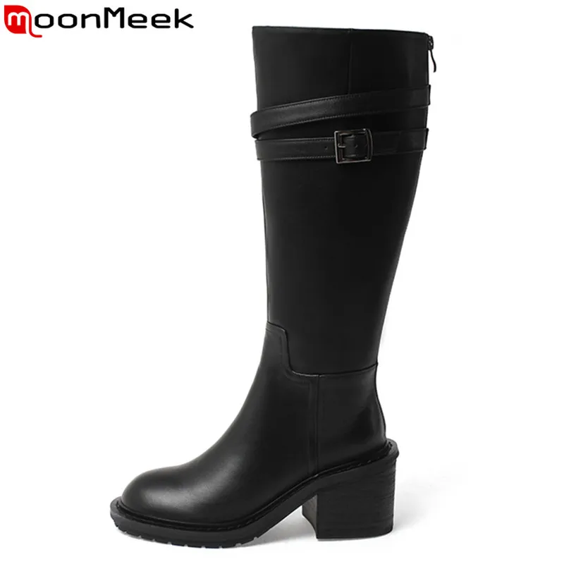 MoonMeek/Новое поступление 2020 года Лидер продаж Женские сапоги из натуральной кожи