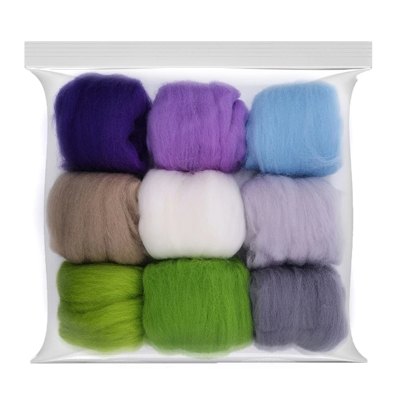 

10g Merino Wool (9 Colors) 19 Microns Superfine Roving Wool Felt Wool Sheep Wool Needle Felting Wool for Wool Felting Kit (A)