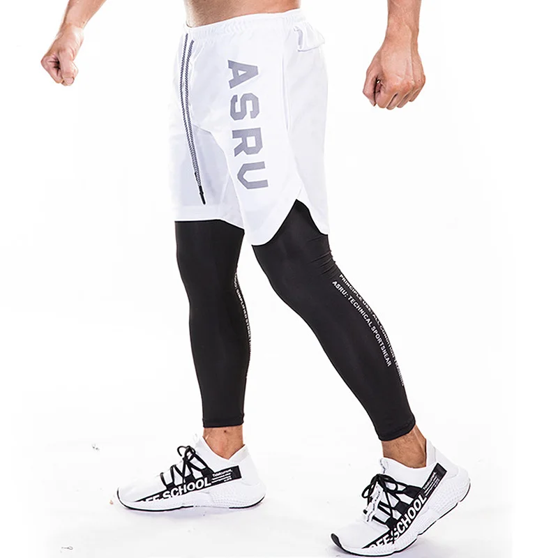 Новый мужской модный Быстросохнущий двухслойный облегающий спортивный костюм