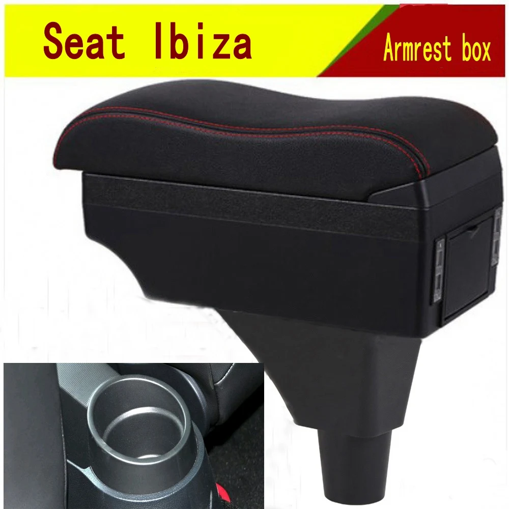

For Seat Ibiza Armrest Box Arm Elbow Rest Center Console Storage Case Modification Accessories with Cup Holder USB Port
