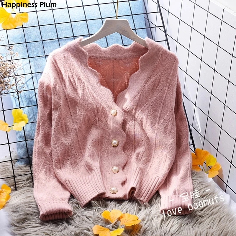 

Cardigan Cashmere Mohair Women's Sweater Lazy Vintage Ladies Hollow Cardigans Coat Female Autumn 201 Button Outwear Sweaters