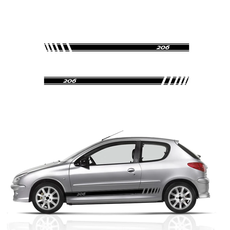 

2 шт., виниловые наклейки на дверь и боковые полосы для Ford Peugeot 206