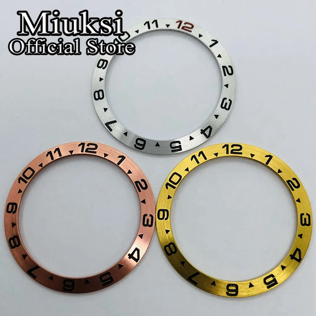 38mm top sterile carving stainless steel silve/black/rose gold insert watch bezel watch parts